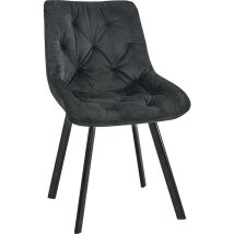 Esszimmerstuhl Mit Samt Akord Sj.33 Gepolsterter Gesteppter Stuhl Aus Velours In Schwarz