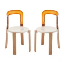 Wahson Office Chairs - Esszimmerstühle für Küche aus Acryl Skandinavische mit Massivholzbeine ohne Armlehnen Braun 2er Set Wahson