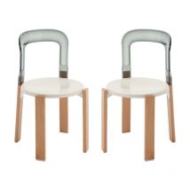 Wahson Office Chairs - Esszimmerstühle für Küche aus Acryl Skandinavische mit Massivholzbeine ohne Armlehnen Grau 2er Set Wahson