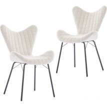 Wahson 2er Set Esszimmerstühle Aus Chenille, Küchenstühle Mit Metallgestell Polsterstuhl Esszimmer, Hafermilch