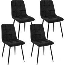 Lewe - 4er Set Esszimmerstühle, Gepolsterte Stühle mit Leinenstoff und Metallbeinen, Schachbrettmuster - Schwarz