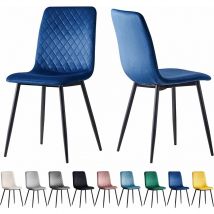 Mcc Direct - Esszimmerstühle lexi im 2er Set, mit Samtbezug & Metallbeinen, Designerstuhl, Blau