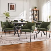 Okwish - Esszimmerstühle (6 Stück), Loungesessel, Sofa, Stuhl mit Armlehnen, Lammplüschstoff, dickes Sitzkissen, Grün