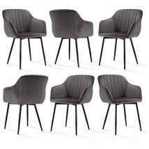 Goeurvant Minimalistische Esszimmerstühle mit breiter Sitzfläche und ergonomischen Armlehnen, Kombination aus Komfort und Eleganz - 6er Set