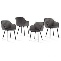 Goeurvant Minimalistische Esszimmerstühle mit breiter Sitzfläche und ergonomischen Armlehnen, Kombination aus Komfort und Eleganz - 4er Set