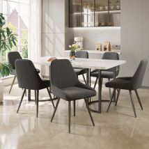Esszimmerstühle mit Rückenlehne (6 Stück), Küchenstuhl, Wohnzimmerstuhl, Esszimmer, ergonomischer Stuhl, Stuhlbeine aus Metall, dunkelgrau