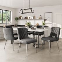 Redom - Esszimmerstühle mit Rückenlehne (6 Stück), Küchenstuhl mit Samtpolsterung, gepolsterter Metallstuhl, ergonomischer Stuhl, Stuhlbeine aus
