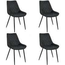 Esszimmerstühle mit Samt 4er Set Akord SJ.0488 Gepolsterter Gesteppter Stuhl aus Velours in Schwarz
