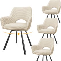 4er Set Esszimmerstühle,Armlehnstuhl mit Metallbeine,180°-Drehstuhl,Polsterstuhl mit Samtigem Gefühl,Beige - Lewe