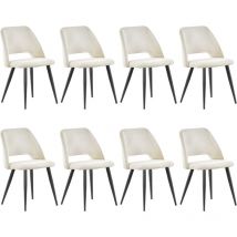 8er Set Esszimmerstühle,Küchenstuhl mit Unabhängige Beine,Kordsamt Gepolsterter Stuhl - Beige - Lewe