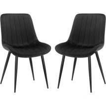 2er Set Esszimmerstühle,Samt Polesterstuhl,Robuste Metallbeine,Modernes Streifendesign - Schwarz - Lewe