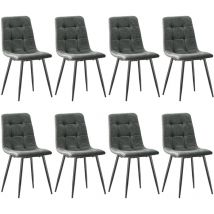 8er Set Esszimmerstühle,Technisches Tuch küchenstühle, Gepolsterter Stuhl mit Metallfuß-Dunkelgrau