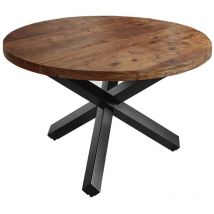 Esszimmertisch rund 120 cm Akazienholz Nussbaum Schwarz runa