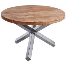 Sam Outillage - Esszimmertisch rund 140 cm Akazienholz Natur Silber runa