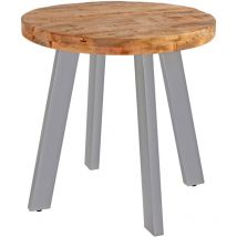 Esszimmertisch rund 90 cm Mangoholz naturfarben silber Adelina