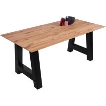 Esszimmertisch Schweizer Kante eckig massiv & geölt Eiche 160x85 schwarz A-Gestell Lotte