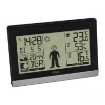 TFA - Estación meteorológica inalámbrica Weather Boy H97xL145xP39mm plástico negro / plateado para interiores y exteriores La figura meteorológica da