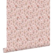 Estahome - papier peint fleurs rose clair