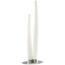 Diyas - Inspired Mantra Estalacta Table Lamp 2 Light GU10 Indoor/Outdoor IP44, Silver/Opal White