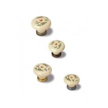 Tirador Gele 9771 - Marfil, decorada/Dorado brillo. 23mm. 30mm.