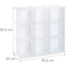 Estante de almacenamiento 9 taquillas modulares montaje diy enchufe en librería plástico blanco negro