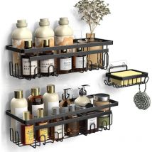 Longziming - Estante de baño con jabonera, 3 piezas, estante de ducha sin taladrar, accesorio de baño inoxidable, almacenamiento de ducha con