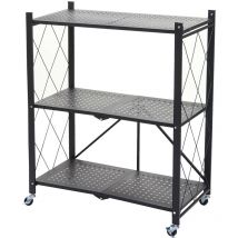 Mendler - Estantería HHG-783, estantería de pie, estantería de salón, acero plegable/plegable, negro, 3 niveles