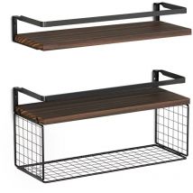 Rapanda - Estante de ducha y almacenamiento, estantes flotantes con cesta de alambre, estantes de baño sobre inodoro con barandilla metálica