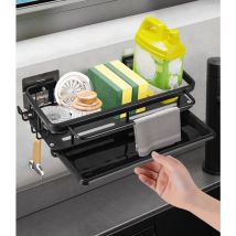 Estante para fregadero de cocina montado en la pared, escurridor de cocina montado en la pared, organizador colgante para fregadero con bandeja de