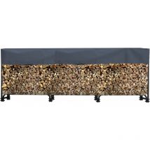 Estante para leña de Chimenea, Metal, Antracita, 272 x 25 x 95 cm, para jardín, leña, 1,0 m3, para apilar, Exterior con Funda, Gris