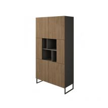 Librería 164 cm roble y gris con puertas y estantes - Rio