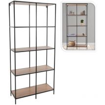 H&s Collection - Estantería 4 alturas negro y natural 78x30x170 cm
