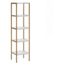 Lolahome - Estantería con 5 baldas de bambú nórdica Blanca de 140x33x34 cm -
