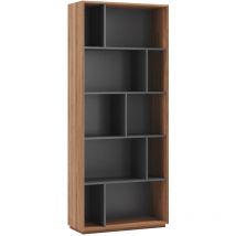 Herdasa - Estantería librería, colección nack, con 5 niveles de altura en melamina color nogal-grafito