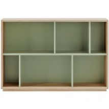 Herdasa - Estantería librería, colección nack, con 2 niveles de altura en melamina color roble-verde