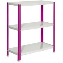 Estantería metálica con tornillos SIMON HOME de 3 estantes (90x100x30cm) ROSA Y BLANCO