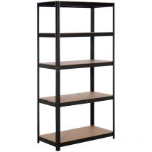 Catter House - Scaffale in metallo in Kit Hans Plus 70x40x180 cm Colore Nero con 5 Ripiani Regolabili Supporta fino a 875 kg