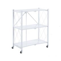 Klappbare Metallregale catterhouse Kim 84 71,5x36x84 cm Farbe Weiß mit Rädern und 3 Einlegeböden Trägt bis zu 120 kg