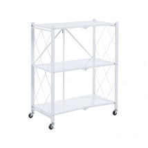 Catter House - Estantería Metálica Plegable catterhouse Kim 84 - 71,5x36x84 cm Estantería de Almacenaje Color Blanco con Ruedas y 3 Baldas Soporta