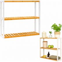 Dunedesign - Estantería Pared Bambú - 60x54x15 Estante de Madera Baño Cocina - Soporte Planta