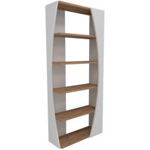 Cotecosy - Estantería 5 estantes decoración blanco y pino atlántico H150 cm - Selge
