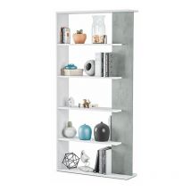 Estantería Alida Blanco Artik (Blanco Mate) - Gris Cemento 90cm (ancho) x 180cm (alto)