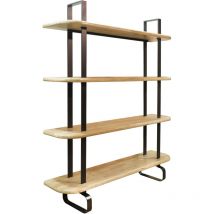 Estantería Alta Moonie – 4 Estantes en Madera Roble, Estructura Metálica Resistente, Diseño Moderno con Base Curv Color : Negro - Home Heavenly