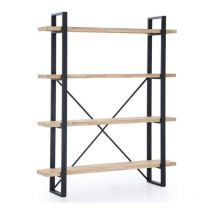 Adec - Estantería alta Plank acabado roble nordish/negro, 180cm(alto) 150cm(ancho) 35cm(largo).