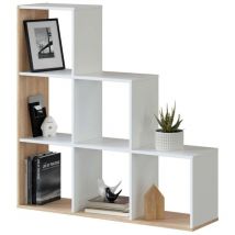 FRS - Estanteria baja Cantora en blanco artik y roble canadian, 110cm(alto) 108cm(ancho) 28cm(fondo) .