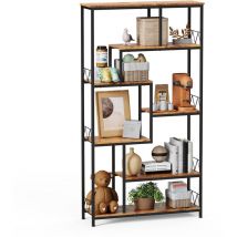 Bealife - Estantería de Almacenamiento 7 Niveles con Estructura Metálica y Patas Regulables 100x30x180 cm Marrón