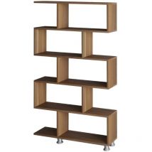Cotecosy - Estantería de 5 estantes decorativos de nogal H156 cm - Nilüfer