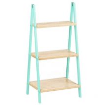 Berilo - Estantería de baño natural menta bambú madera de pino 40,3 x 81,5 x 30 cm