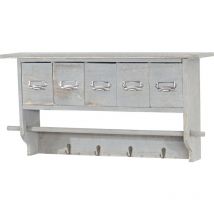 Estantería de cocina HHG-355, estantería doméstica Estantería, vintage con 5 cajones 32x65x13cm, Aspecto shabby, gris