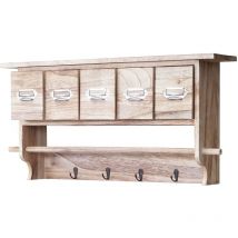 Hegele - Estantería de cocina HHG-355, estantería doméstica Estantería, vintage con 5 cajones 32x65x13cm, naturaleza